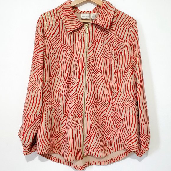 Zenergy by Chico's Size 2 Red Gold Zip Jacket - Picture 1 of 7